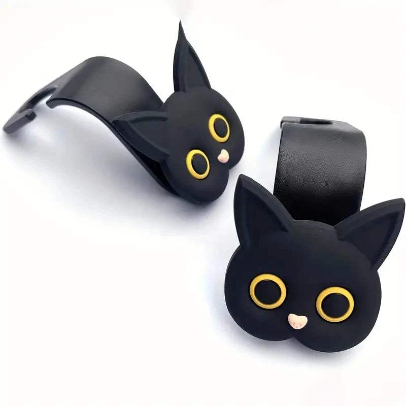 2-Piece Universal Organizer Hook Set for Storing Bags, Backpacks, and Coats - Cute Cat