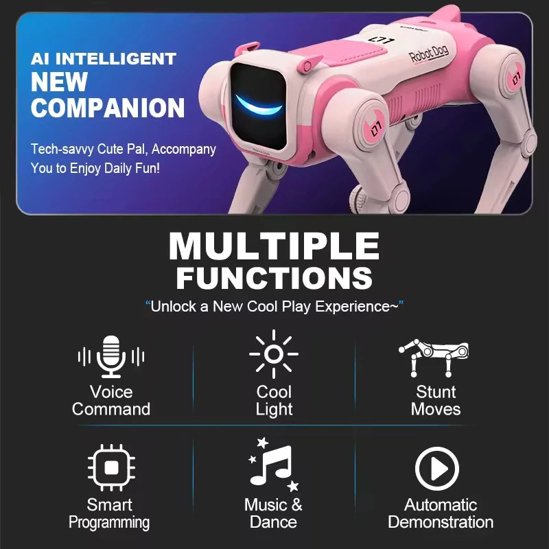 Smart AI robot dog with remote control and voice commands