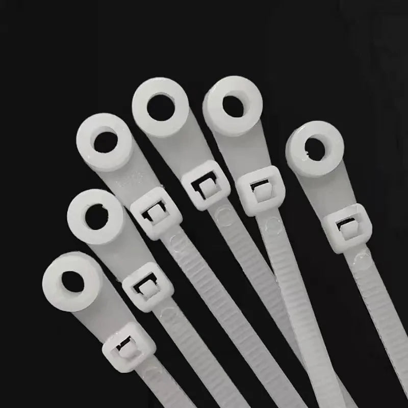 100 units of nylon cable ties with screw holes, for cable organization