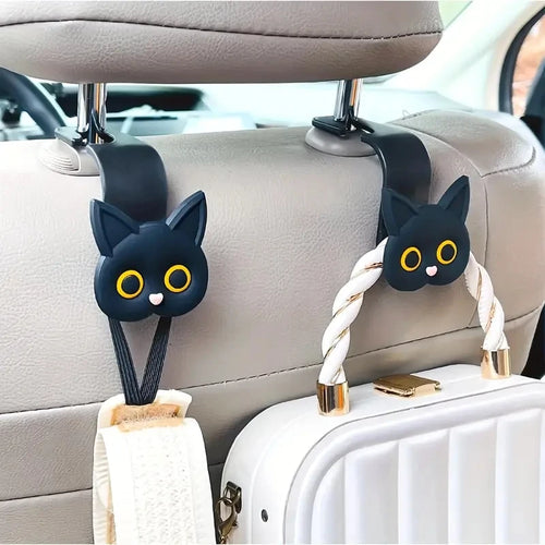 2-Piece Universal Organizer Hook Set for Storing Bags, Backpacks, and Coats - Cute Cat
