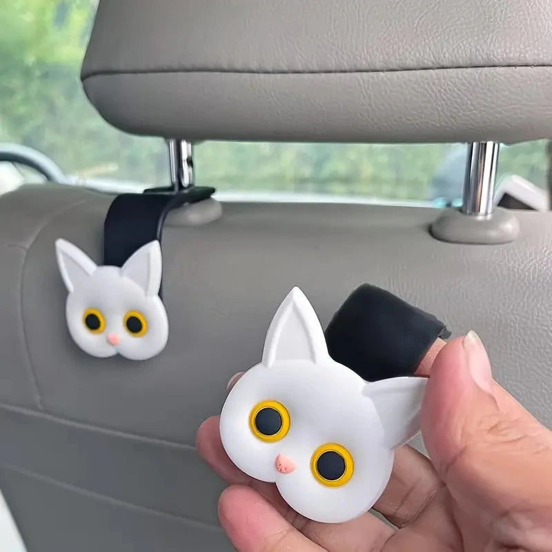 2-Piece Universal Organizer Hook Set for Storing Bags, Backpacks, and Coats - Cute Cat