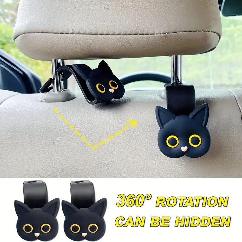 2-Piece Universal Organizer Hook Set for Storing Bags, Backpacks, and Coats - Cute Cat