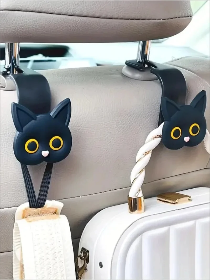 2-Piece Universal Organizer Hook Set for Storing Bags, Backpacks, and Coats - Cute Cat