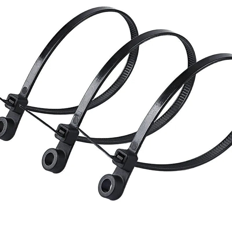 100 units of nylon cable ties with screw holes, for cable organization